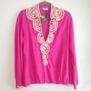 TAJ by Sabrina Crippa Pink Blouse, size L